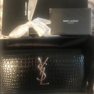 Saint Laurent crocodile large flap wallet